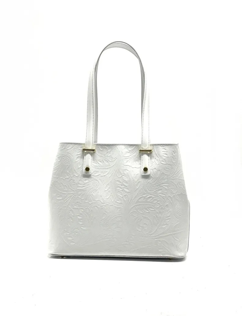 Rigid Bag With Floral Embroidery Effect