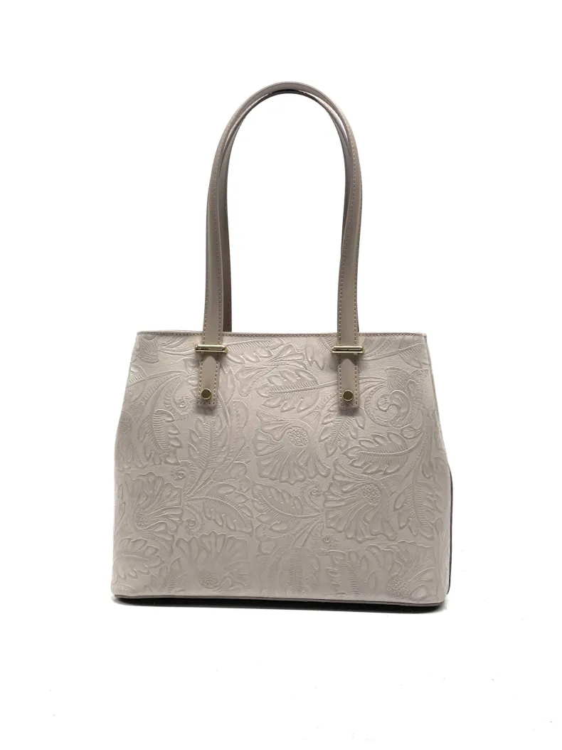Rigid Bag With Floral Embroidery Effect