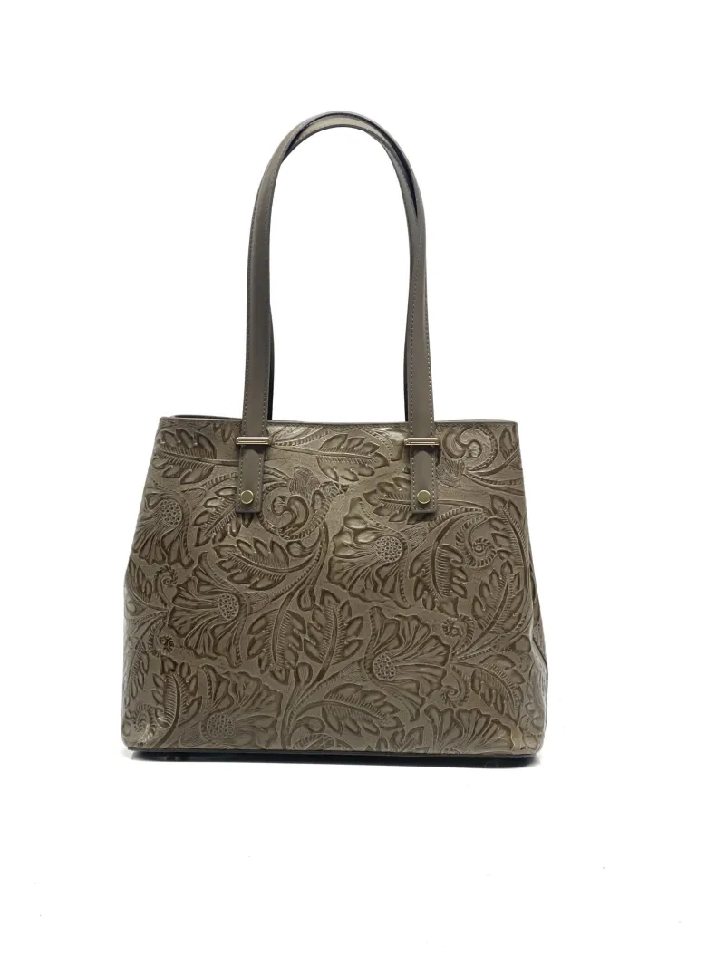 Rigid Bag With Floral Embroidery Effect