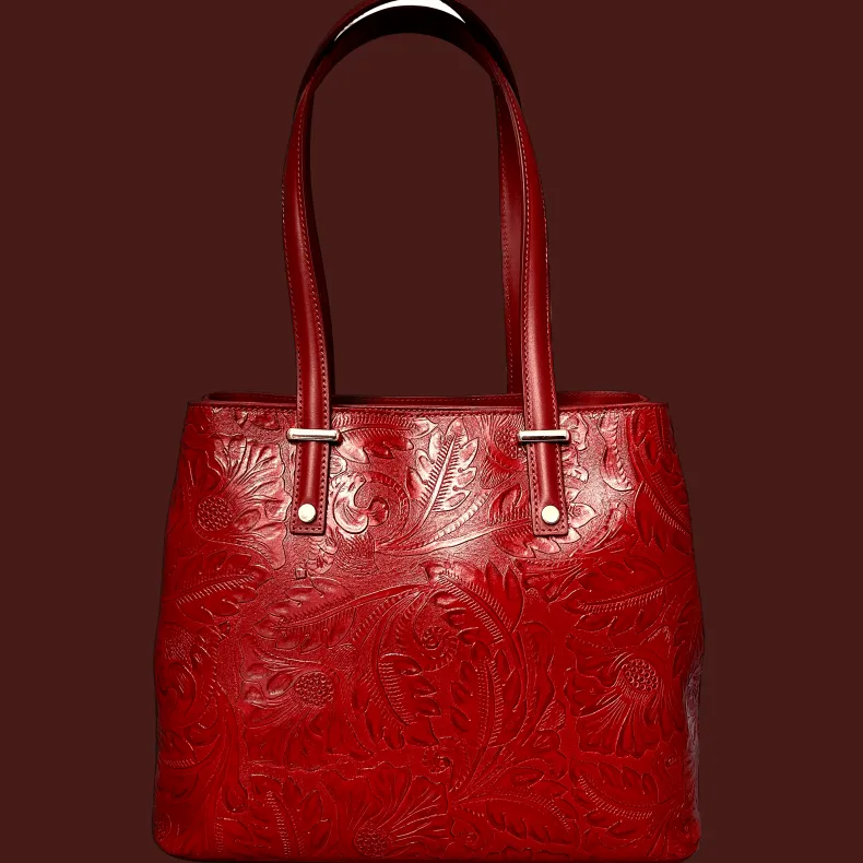Rigid Bag With Floral Embroidery Effect