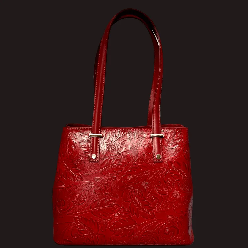 Rigid Bag With Floral Embroidery Effect