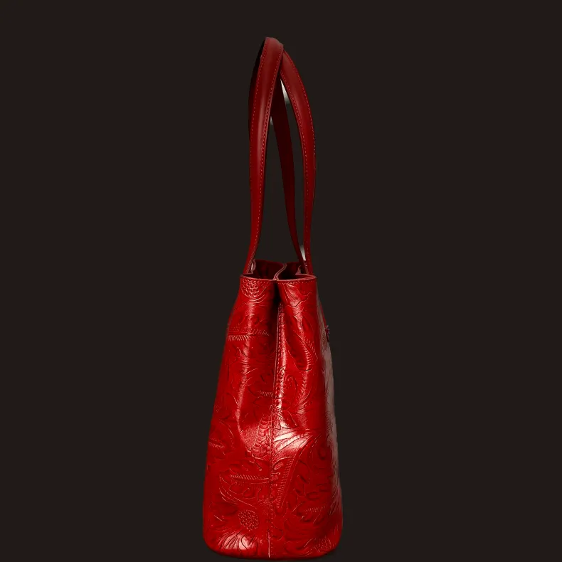 Rigid Bag With Floral Embroidery Effect