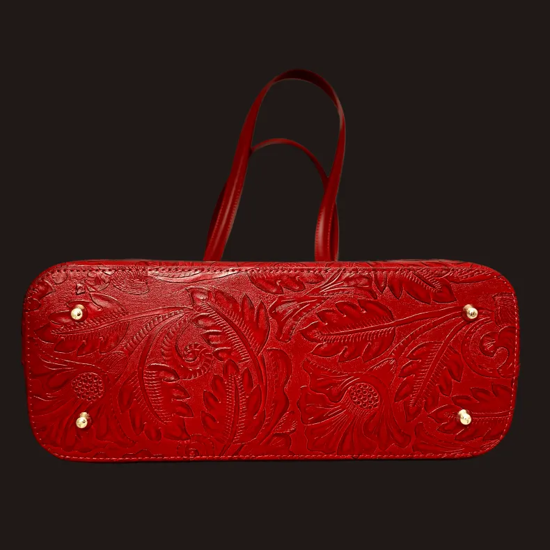 Rigid Bag With Floral Embroidery Effect