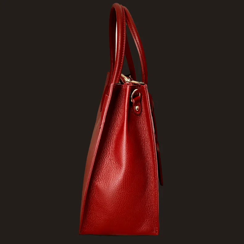 Rigid Handmade Bag In Textured Leather