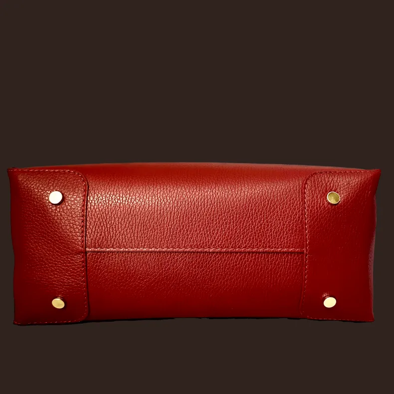 Rigid Handmade Bag In Textured Leather