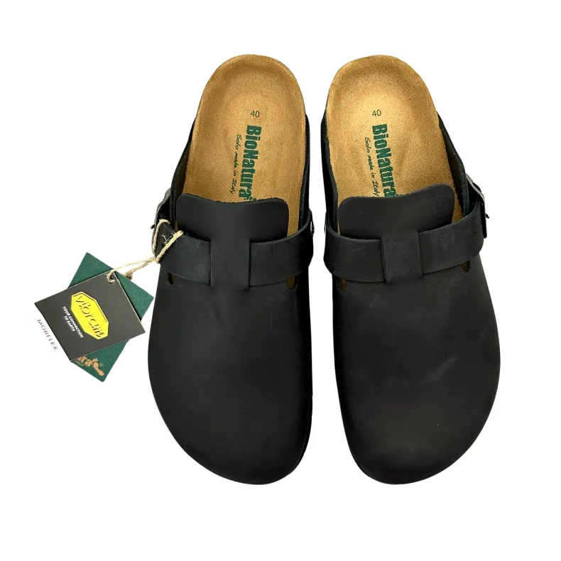 Sabot In Black Bionatura Oiled Leather Vibram