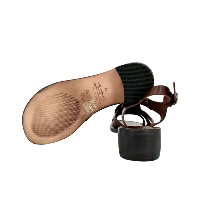 Sandal In Dark Brown Leather Mod. 5112
