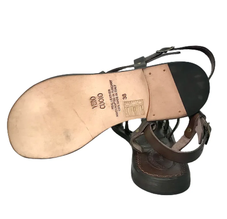 Sandal In Dark Brown Leather Mod. 4400