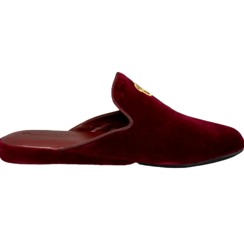 Slipper / Bedside Rug In Burgundy Velvet With Personalized Initials