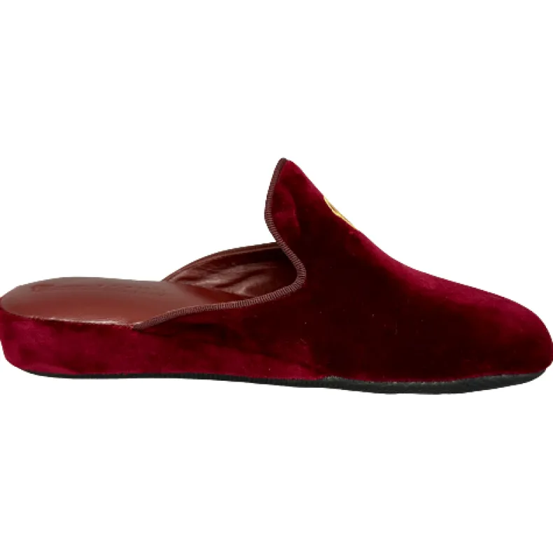 Slipper / Bedside Rug In Burgundy Velvet Leather With Personalized Initials