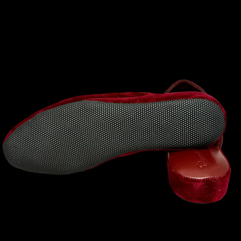 Slipper / Bedside Rug In Burgundy Velvet Leather With Personalized Initials