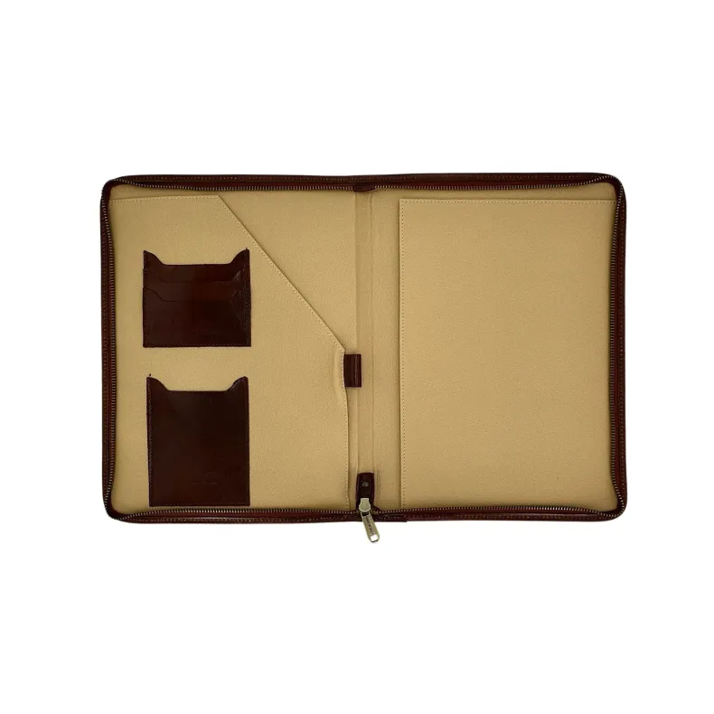 Smooth Leather Document Holder With Zip