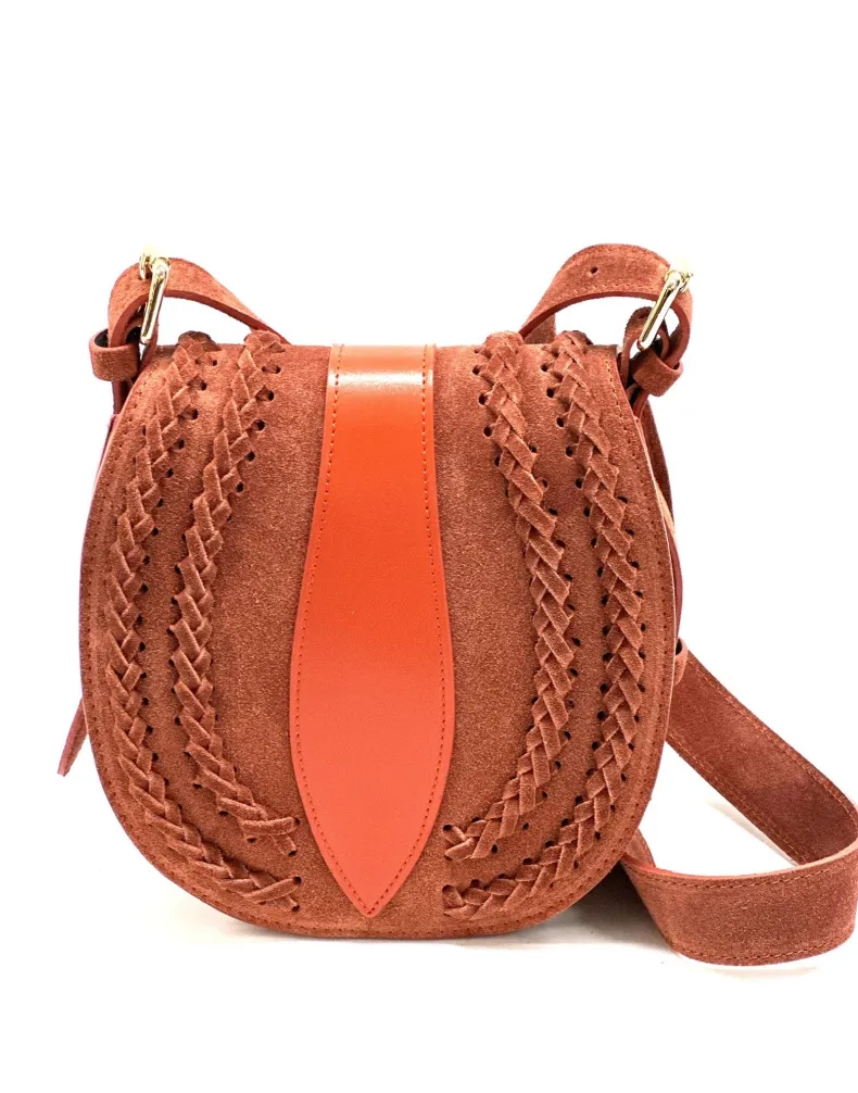 Suede Shoulder Bag With Braids