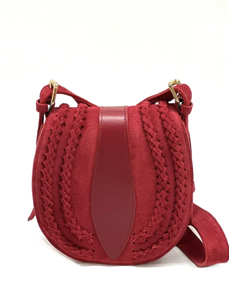 Suede Shoulder Bag With Braids