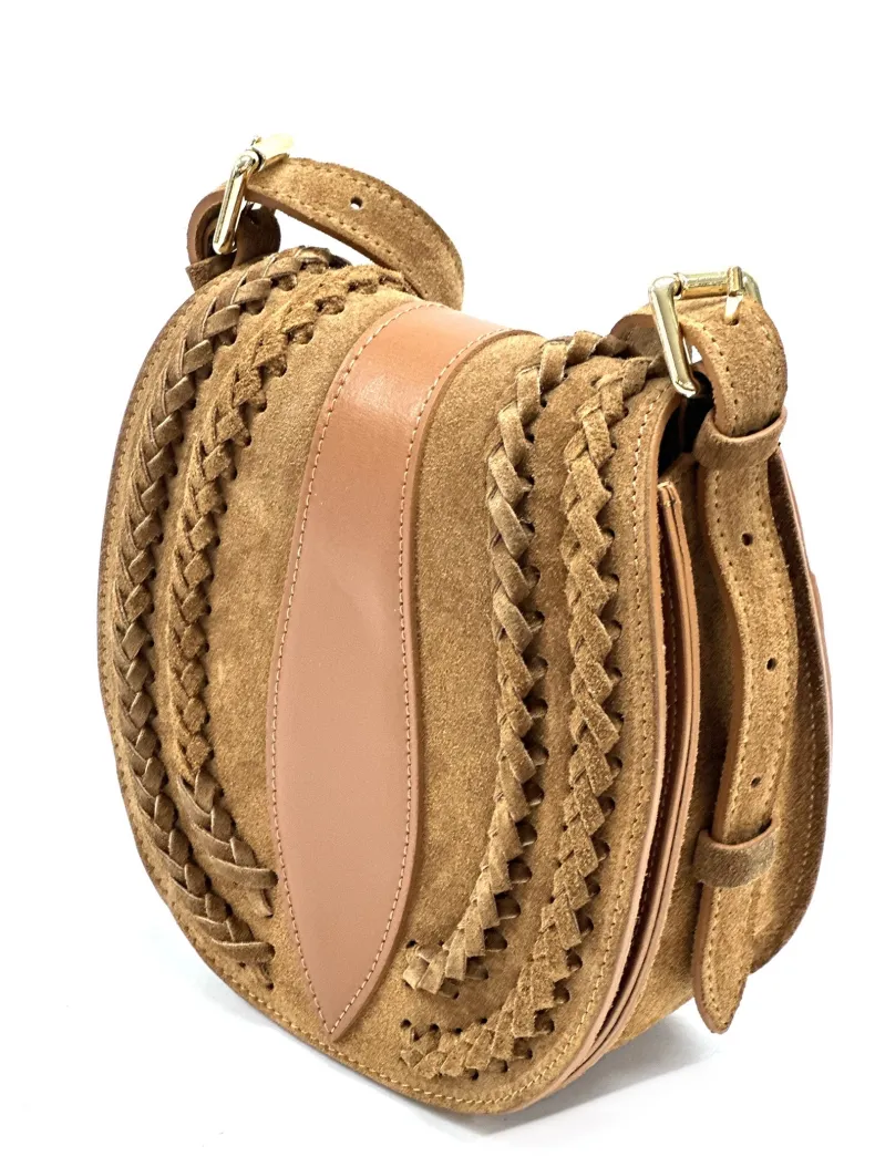 Suede Shoulder Bag With Braids