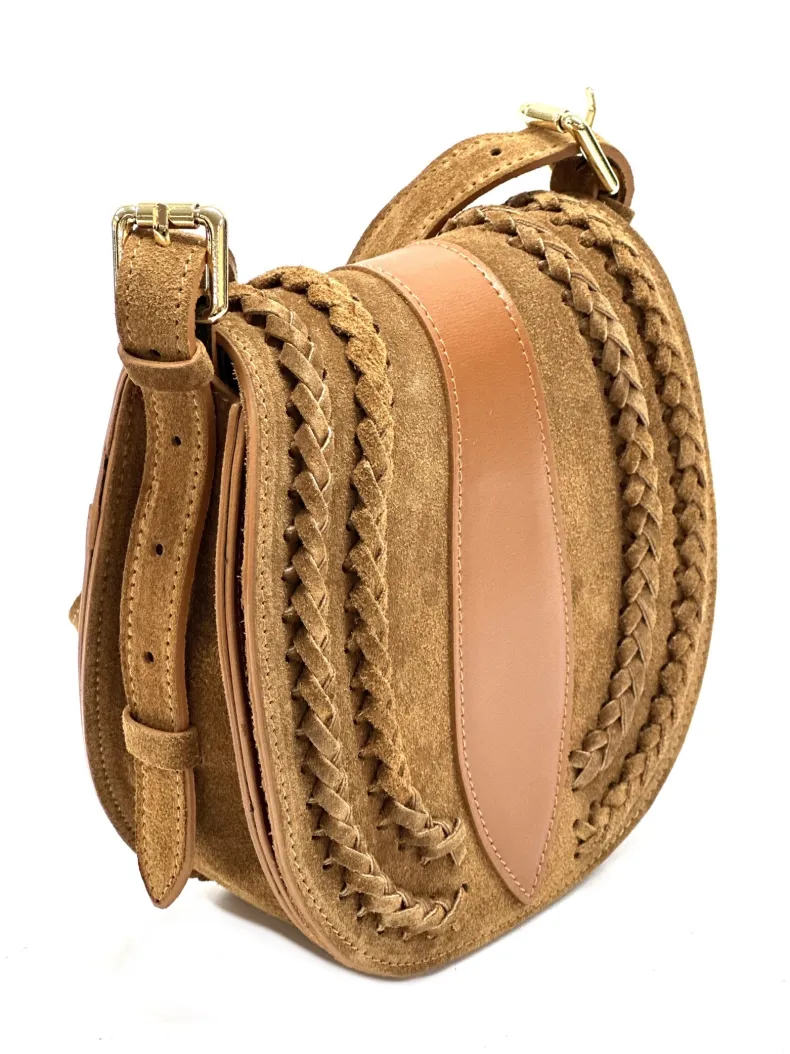 Suede Shoulder Bag With Braids