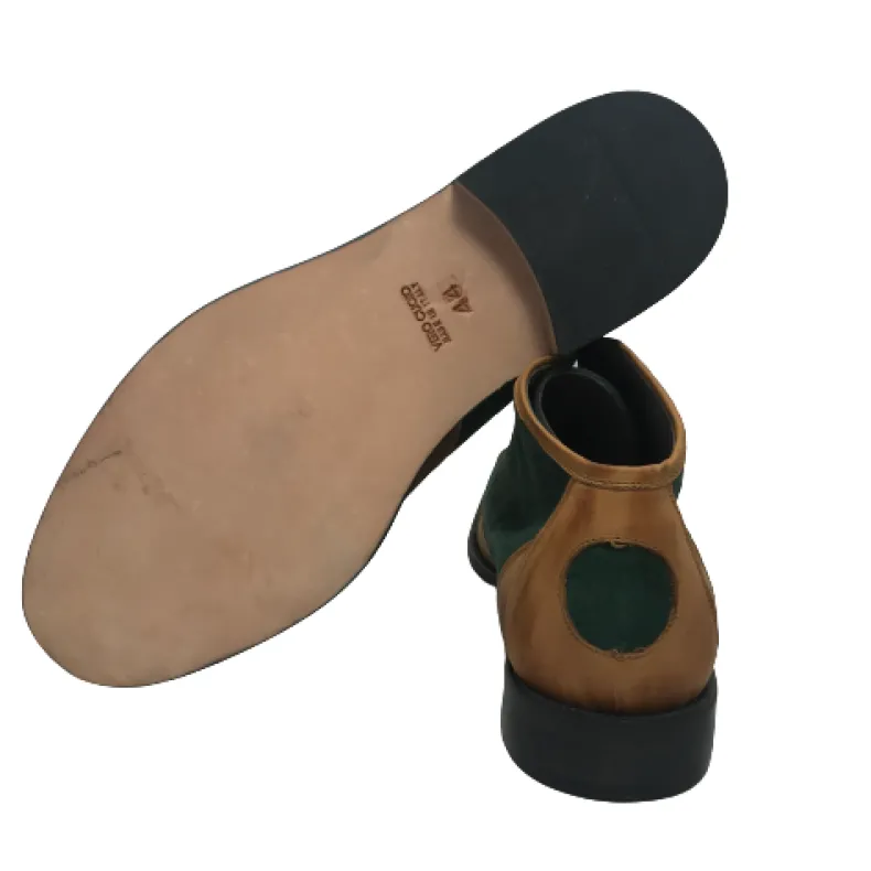 Tazio In Tan Leather And Green Suede