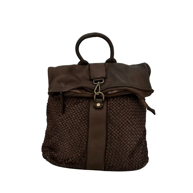 Tokyo – Woven Leather Backpack And Carabiner
