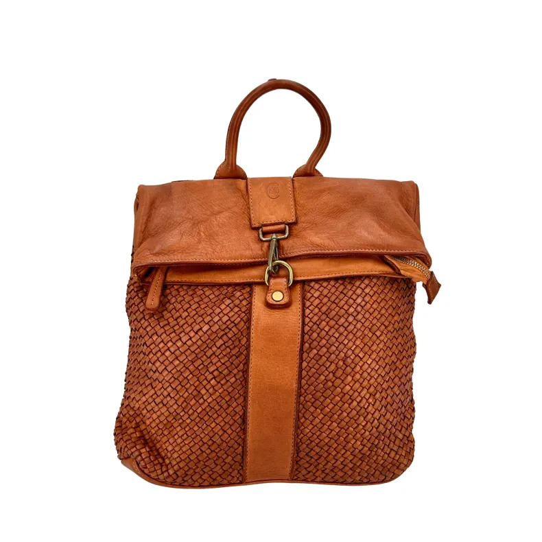 Tokyo – Woven Leather Backpack And Carabiner