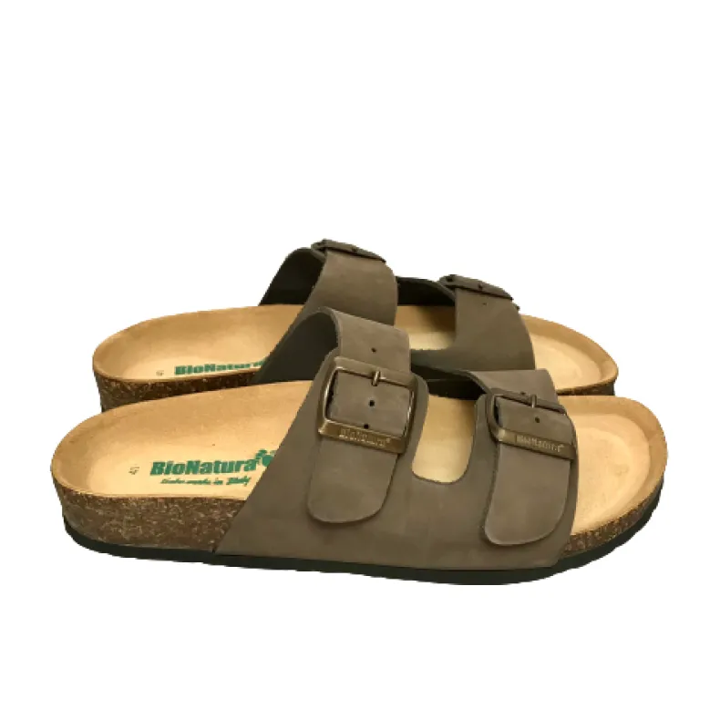 Two Bands Bionatura Slipper In Dark Brown Nubuck Leather
