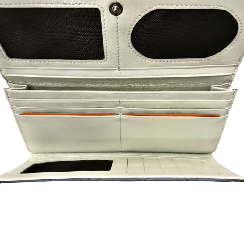 Wallet In Gray And Cream Leather