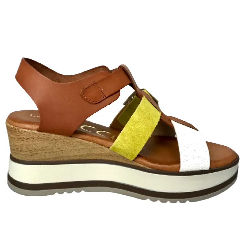 Wedge Sandal In Multicolor Leather
