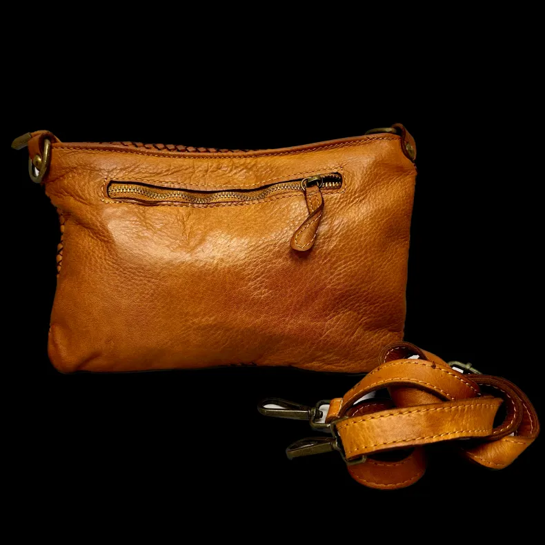 Woven Leather Bag With Shoulder Strap