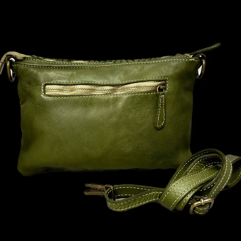 Woven Leather Bag With Shoulder Strap